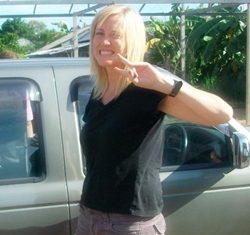 A happy, smiling Angela.